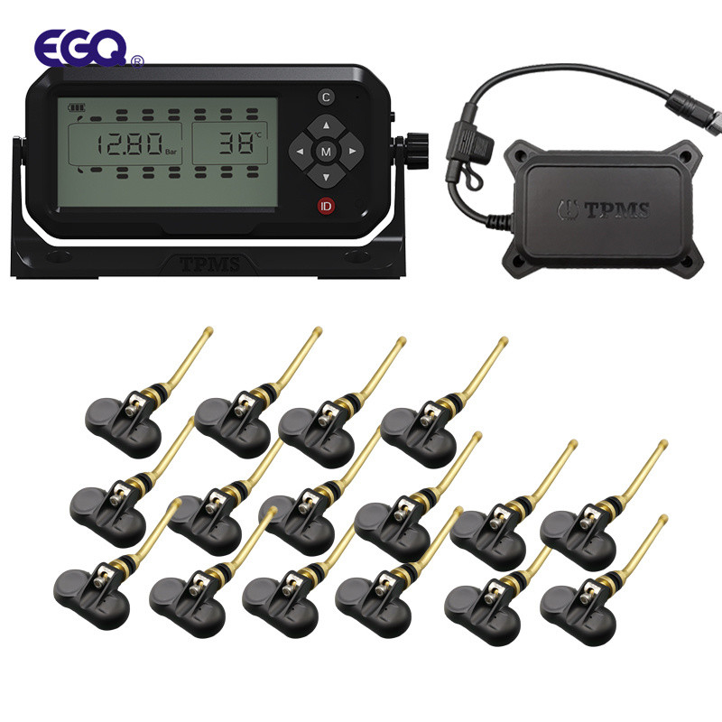 Système TPMS de pneu de remorque d'entrée d'acc avec le répéteur et le récepteur de capteur de tige de valve de roue de 16